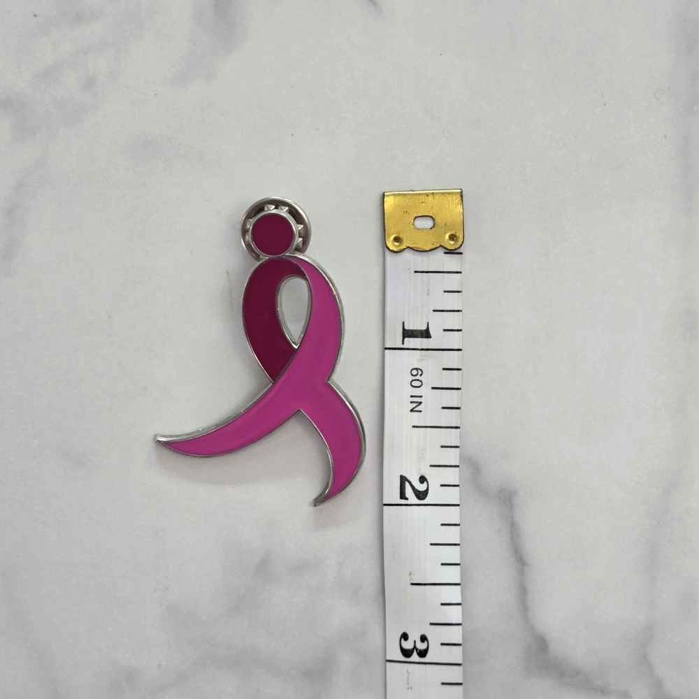 Pink Breast Cancer Awareness Ribbon Enamel Pin - Picture 6 of 6